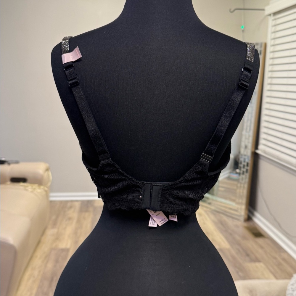 Victoria's Secret Black Lace Push-Up Bra with Sparkle Straps - Picture 7 of 9
